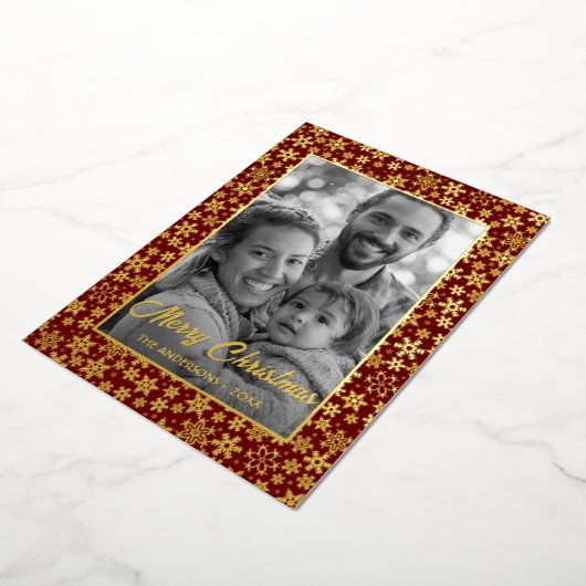 Familiefoto | Automatisch naar zwart en wit conver Folie Feestdagenkaart (Gedraaid)