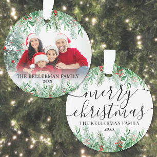 Familiefoto Botanische Prettig Kerstmis Ornament