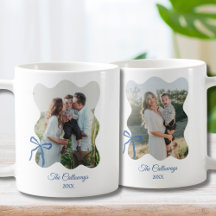 Familiefoto Cadeau voor Mam 2-Foto Blue Bow