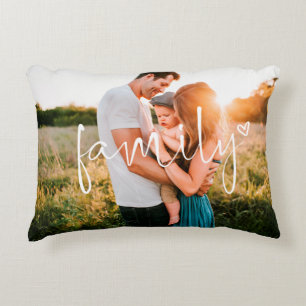 Familiefoto Calligrafie Trendy Hart Accent Kussen
