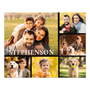 Familiefoto Collage 6 Afbeeldingen Naam Zwart Foto Afdruk