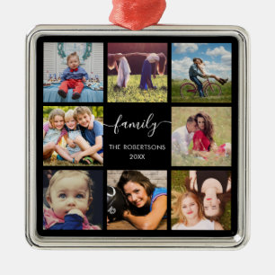 Familiefoto Collage Black Aangepaste keramische si Metalen Ornament