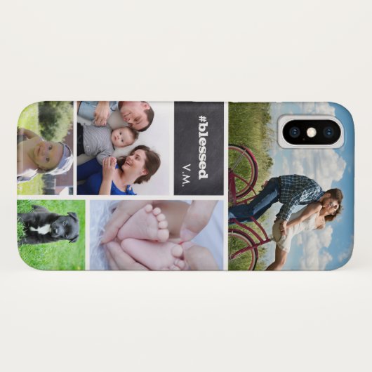 Familiefoto Collage Chalkboard gezegend Case-Mate iPhone Case (Achterkant (horizontaal))