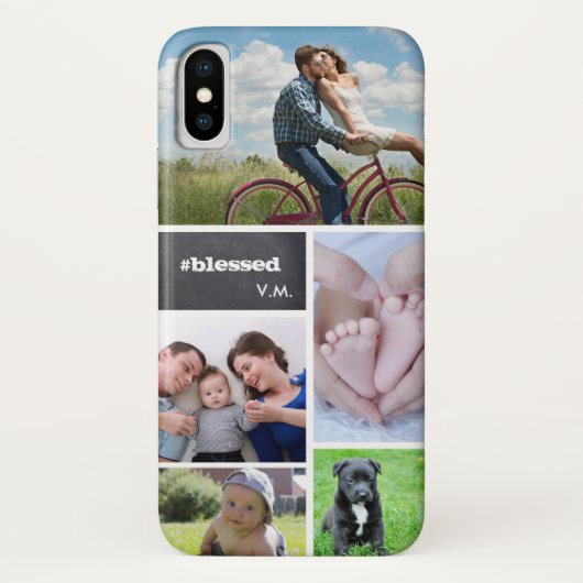Familiefoto Collage Chalkboard gezegend Case-Mate iPhone Case (Achterkant)