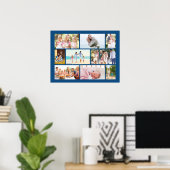 Familiefoto Collage Masonry Style Blue Poster (Thuiskantoor)