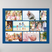 Familiefoto Collage Masonry Style Blue Poster (Voorkant)