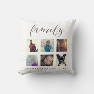 Familiefoto Collage Naam & Jaar Est Kussen
