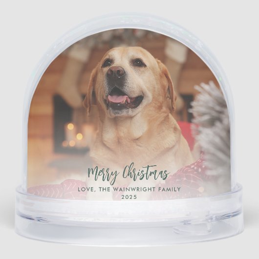 Familiefoto Eerste Kerst met Hond Custom Sneeuwbol (Achterkant)