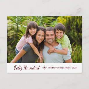 Familiefoto Feliz Navidad Modern Kerstmis Feestdagenkaart