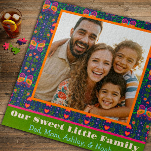 Familiefoto Folk Butterfly Flowers Custom Legpuzzel