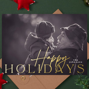 Familiefoto Gelukkig Kerstmis Foto GOUD Folie Feestdagenkaart