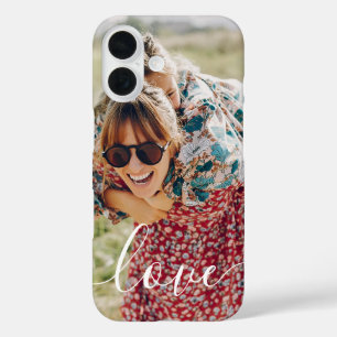 Familiefoto Handgeschreven Liefde Typografie iPhone 16 Hoesje