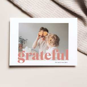 Familiefoto Happy Thanksgiving Rood Dankbaar Briefkaart