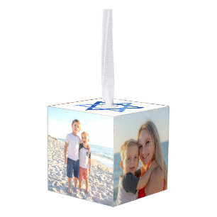 Familiefoto Joodse Ster PERSONALISEREN "LOVE US" Kubus Ornament