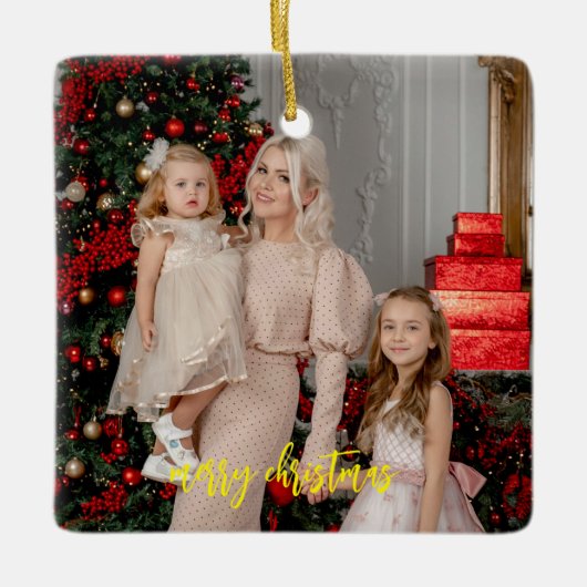 Familiefoto Keramisch Ornament – Modern Keepsake (Voorkant)