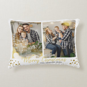 Familiefoto Kerst Gouden Confetti Accent Kussen