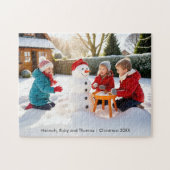 Familiefoto Kerst Keepsake gepersonaliseerd Legpuzzel (Horizontaal)