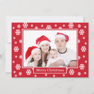 Familiefoto Kerst Rode Vlakke Kaart -- Sneeuw