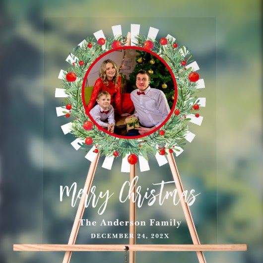 Familiefoto Kerstfeest Welkom Acryl Bord (Neutraal)