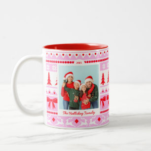 Familiefoto Kersttrui Roze & Rood Tweekleurige Koffiemok