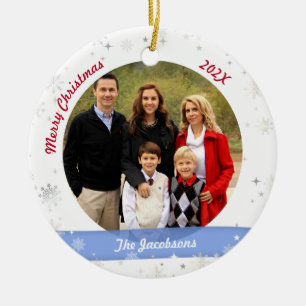 Familiefoto Love Godfather Modern Snowflakes Xmas Keramisch Ornament