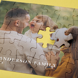  familiefoto met gepersonaliseerde tekst legpuzzel