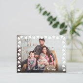 Familiefoto met hartvormige lijst als aandenken briefkaart (Staand voorkant)
