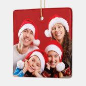 Familiefoto | Moeder Rood & Wit Kerstmis Keramisch Ornament (Links)