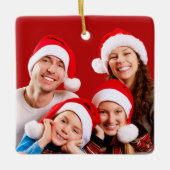 Familiefoto | Moeder Rood & Wit Kerstmis Keramisch Ornament (Voorkant)