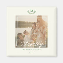 Familiefoto monogram kerstcadeau chic Magneet