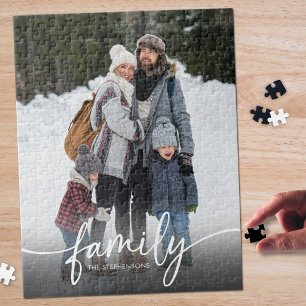 Familiefoto Naam Modern Schrift Legpuzzel