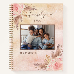 Familiefoto pampas gras roos goudroze bloemetjes notitieboek