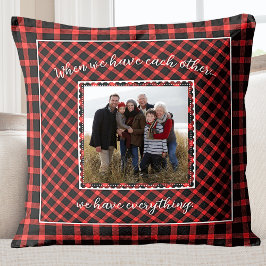 Familiefoto Rode Buffalo Plaid Vakantie Kussen