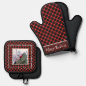 Familiefoto Rood en zwart Buffalo Plaid Ovenwant & Pannenlap Set (Voorkant / Achterkant)