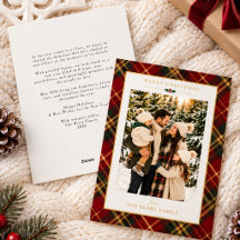 Familiefoto Rood Groen Tartan Foli Kerstkaart