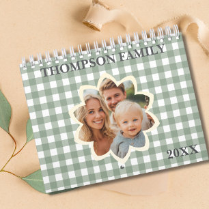Familiefoto Saliegroen Geruite Pretvormen 12 maand Kalender
