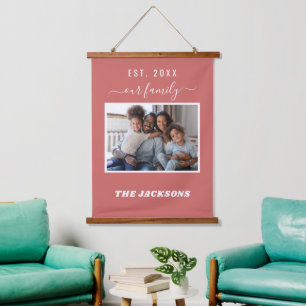 Familiefoto terracotta Earth name script Hangend Wandkleed