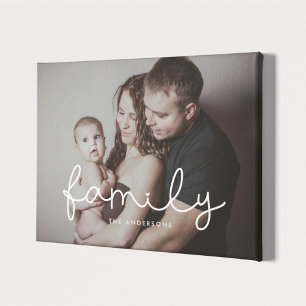 Familiefoto van het schattig whimsical-script canvas afdruk