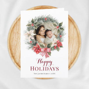 Familiefoto van Wreath White Christmas Feestdagen Kaart