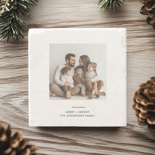 Familiefoto & vrolijk en helder minimalistisch stenen onderzetter
