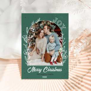 Familiefotoboog met bloem briefkaart