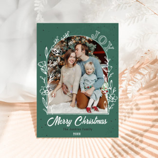 Familiefotoboog met bloem briefkaart