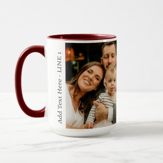 Familiefotocollage - 2 foto's en aangepaste tekst mok (Links)