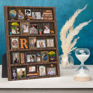 Familiefotocollage Antieke Boekenkast Persoonlijk Fotoplaat