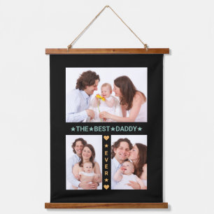 Familiefotocollage Beste papa ooit Vaderdag Hangend Wandkleed