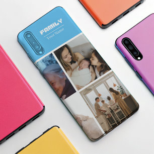 Familiefotocollage blauw 4 fotohouder Case-Mate iP iPhone 11 Pro Max Hoesje