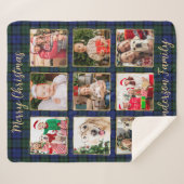Familiefotocollage Custom Modern Holiday Plaid Sherpa Deken (Voorkant (horizontaal))