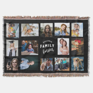 Familiefotocollage deken - Op maat 14 foto's werp