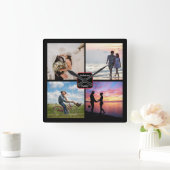 Familiefotocollage 📸👨‍👩‍👧‍👦 Kleurrijke Liefde Vierkante Klok (Huis)