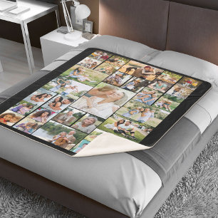 Familiefotocollage Wit 31 Foto's Zwart Sherpa Deken
